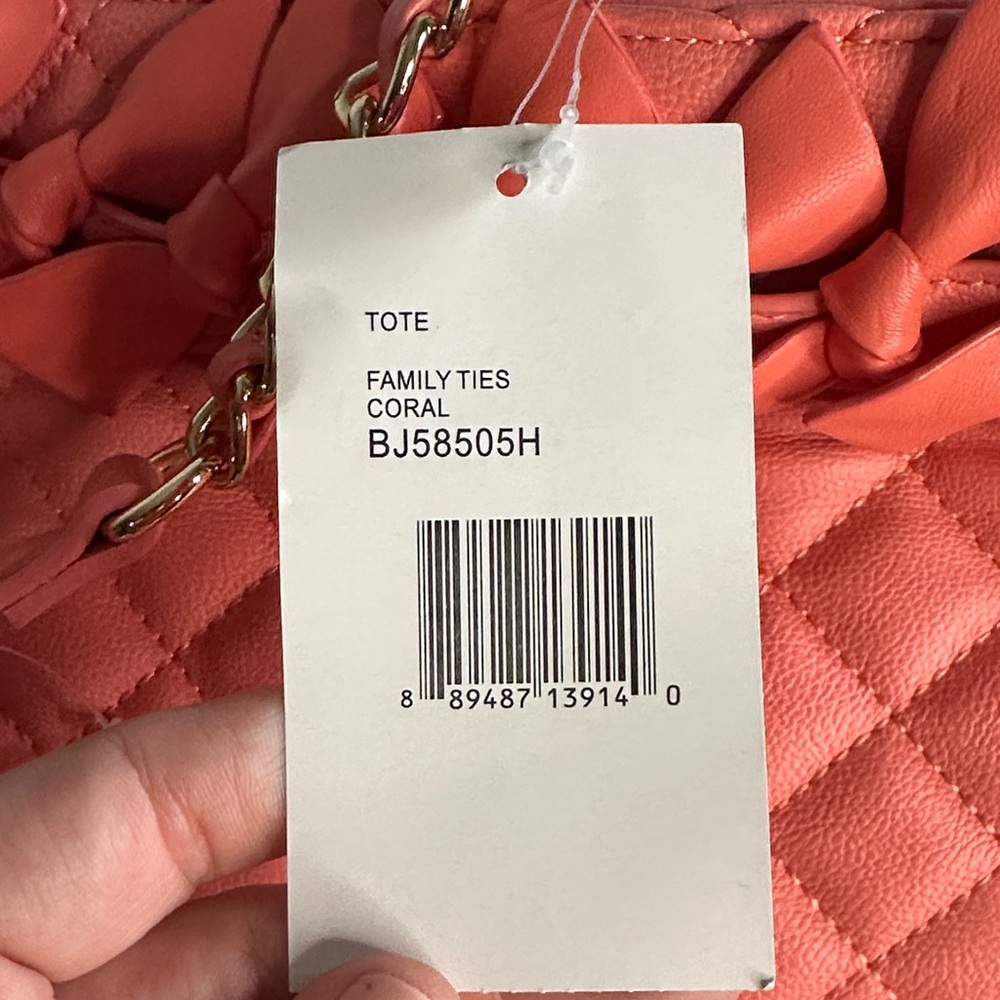 Betsy Johnson Family Ties Tote In Coral NWT - Picture 8 of 10